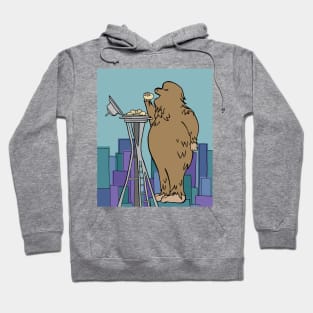 Bigfoot Eats Donuts From The Space Needle Hoodie